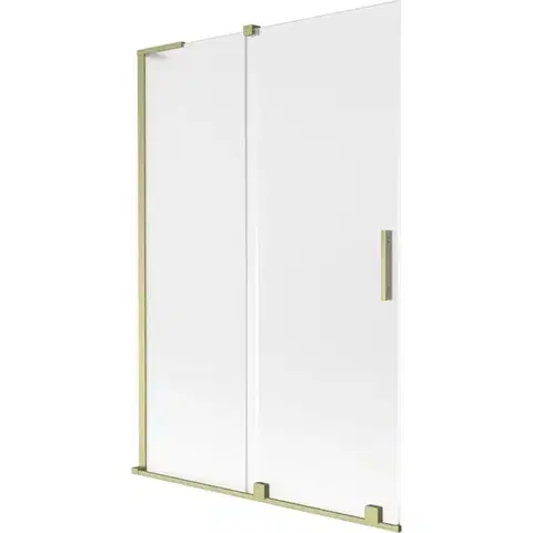 Sprchové dvere MEXEN/S - Velar L dvojkrídlová posuvná vaňová zástena 120 x 150, dekor, zlatá kartáčovaná 896-120-003-31-55