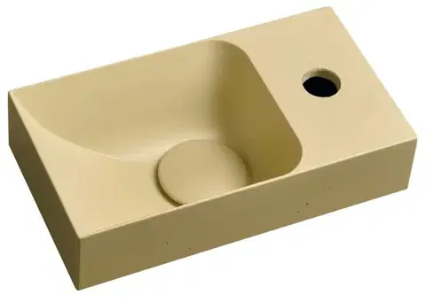 Kúpeľňové batérie SAPHO - PICCOLINO betónové umývadlo 30,8x17cm, batéria vpravo, žltá mat PK30522
