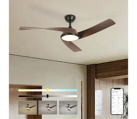 LED osvetlenie ZE - LED stropný látor AERYS LED/24W/230V Wi-Fi Tuya čierna/orech + diaľkové ovládanie ZEV044