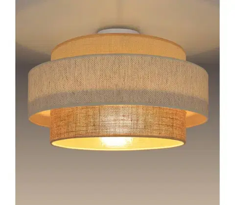 Svietidlá  Stropné svietidlo BOHO 1xE27/60W/230V priemer 40 cm biela/juta H0178