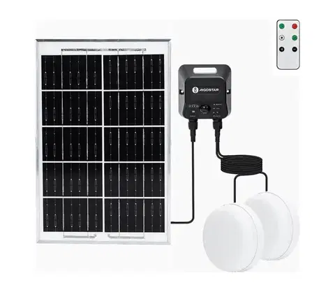 LED osvetlenie  B.V.  - LED solárne stropné svietidlo 2×LED/35W/3,7V 6000 mAh IP65 + diaľkové ovládanie B1020135K