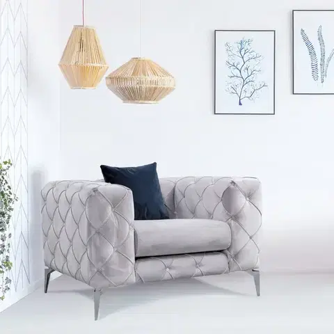 Kreslá Kreslo ušiak Como - Light Grey