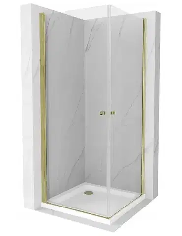 Vane MEXEN/S - PRETORIA duo sprchovací kút 70 x 70, transparent, zlatá + vanička vrátane sifónu 852-070-070-50-02-4010G