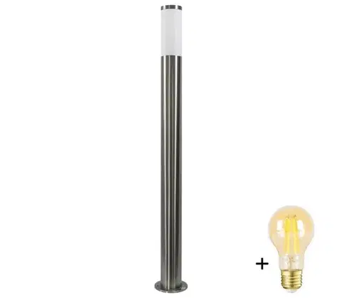 LED osvetlenie  LED stmievateľná vonkajšia lampa LIVIA 1xE27/6W/230V 100 cm IP44 strieborná SA0464+AI0042