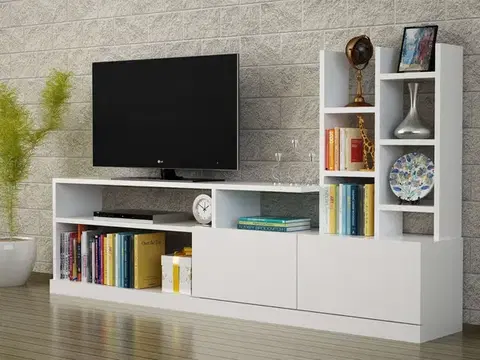 TV stolíky DOLANY škandinávsky TV stolík, biela