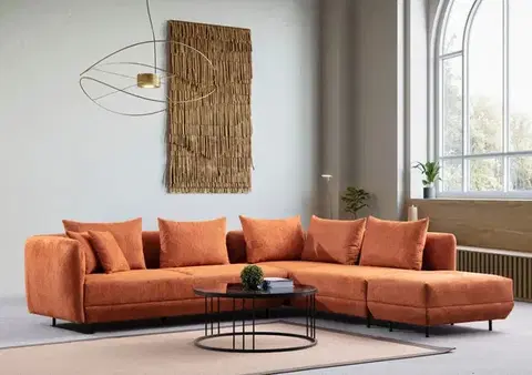 Sedacie súpravy Rohová sedacia súprava / Rohová pohovka Floransa - Orange