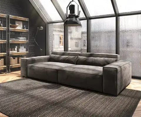 Veľké pohovky DELIFE Veľká pohovka Sirpio XL 270x130 cm mikrovlákno khaki-hnedá