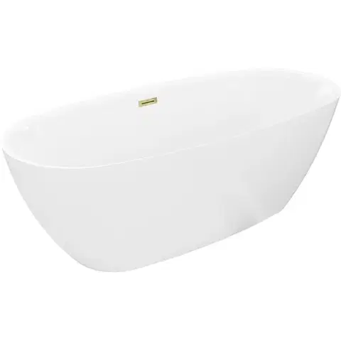 Vane MEXEN/S - Luvo Slim voľne stojaca vaňa 170 x 75, biela, sifón a prepad zlatá 52801707500-50