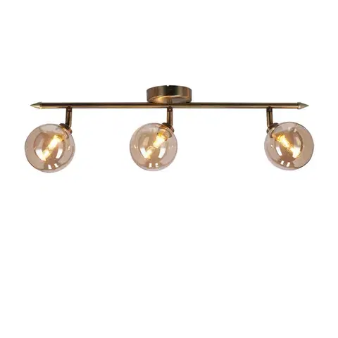 Stropná svetla Stropná lampa Rodia s patinovaným pásikom 3x40W g9 jantárové tienidlo