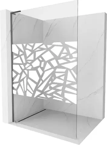 Sprchové dvere MEXEN/S - Kyoto L Sprchová zástena WALK-IN 100 x 200, biely vzor, grafit metal 800-100-103-95-85
