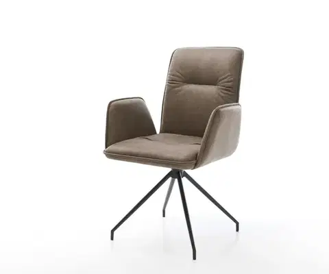 Jedálenské stoličky DELIFE Otočná jedálenská stolička Vinja-Flex taupe vintage krížová podstava zúžená čierna otočná o 180°