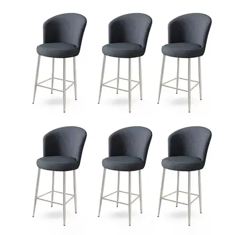 Barové stoličky Bar Stool Set (6 Pieces) Fora - Anthracite, Chrome