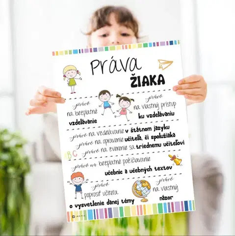 Tabuľky s venovaním (darčeky) Dekorácie pre školy - Práva žiaka - tabuľka na stenu