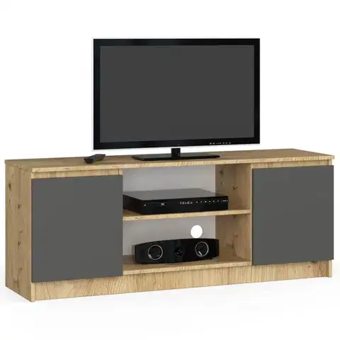 TV stolíky Dizajnový TV stolík ROMANA140, dub Artisan / grafit