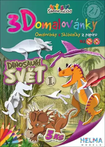 Nalepovačky, vystrihovačky, skladačky 3D omalovánky Dinosauří svět II.