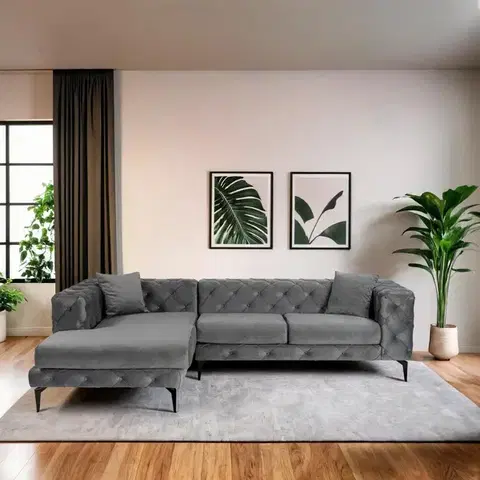 Sedacie súpravy Rohová sedacia súprava / Rohová pohovka Como Eco Left - Anthracite, Black