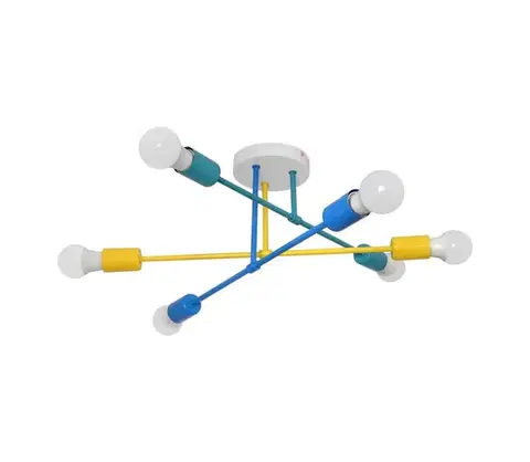 Svietidlá  Prisadený luster CAMBRIDGE 6xE27/20W/230V modrá/žltá W-2022/6 MIX/H