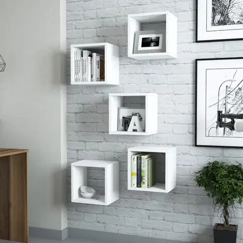 Bytové doplnky a dekorácie Nástenná polica Box - White