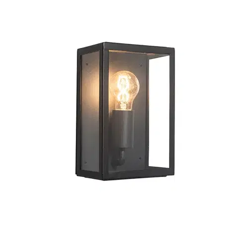 Vonkajšie nástenné svietidlá Priemyselná vonkajšia nástenná lampa čierna so sklom 25,5 cm IP44 - Rotterdam