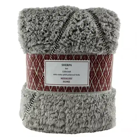 Ozdobné prikrývky Deka Sherpa 130x160 sivý Merkury Home