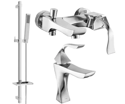 Sprchy a sprchové panely MEXEN/S - Estrella DQ02 Set umývadlové a vaňové batérie s príslušenstvom, chróm 72303DQ02-00