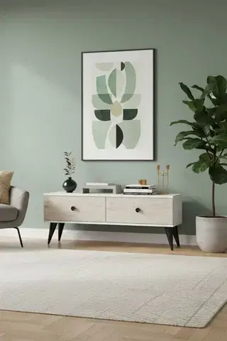 TV stolíky TV stolík Mona 120 - White, Travertine
