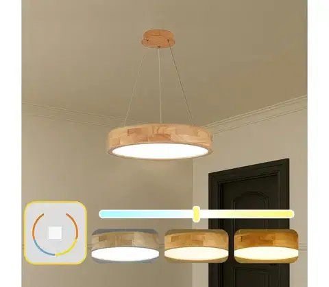 Svietidlá BRILAGI - LED luster na lanku FALCON WOOD LED/30W/230V 3000/4000/6000K 45 cm drevo BRI533