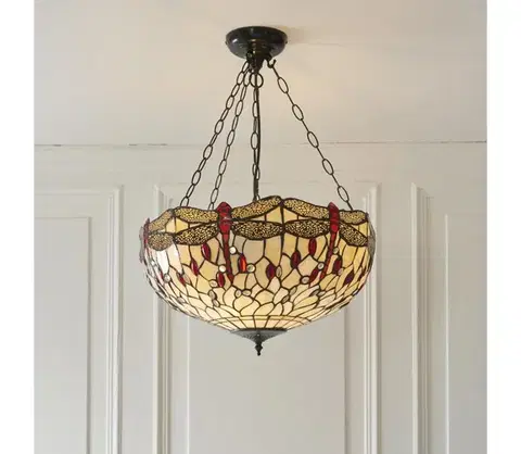 Svietidlá Endon 112251 - Závesný luster na reťazi Tiffany DRAGONFLY 3xE27/60W/230V priemer 50 cm 112251