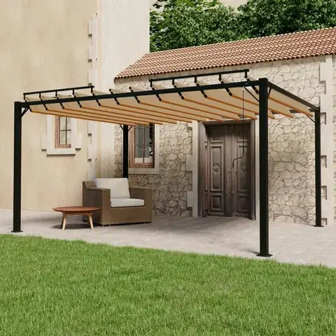 Záhradné pergoly Pergola s lamelovou strechou 3 x 4 m hliník / látka Dekorhome