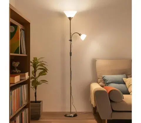 Lampy BRILAGI - Stojacia lampa ARIANA 1xE27/100W/230V + 1xE14/25W matný chróm 63052