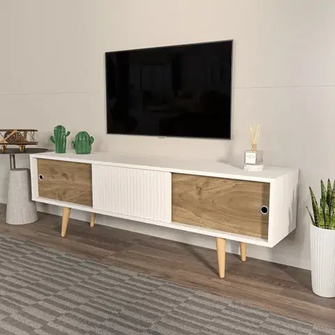 TV stolíky TV stolík Ecrin - White, Walnut