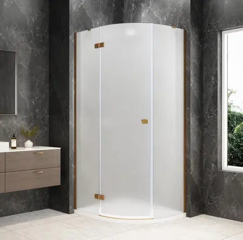 Sprchové dvere POLYSAN - GLOBE COPPER MATT štvrťkruhová sprchová zástena 1000x800, matné sklo, ľavá GB2180MLPG