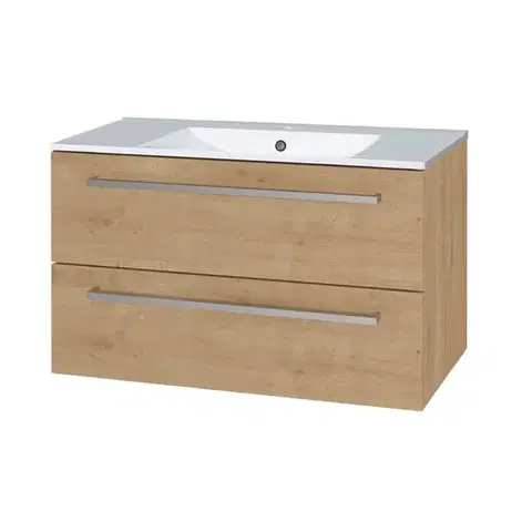 Kúpeľňový nábytok Mereo Bino, kúpeľňová skrinka s keramickým umývadlom 101 cm, dub Arlington CN622