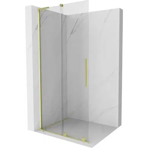 Sprchové dvere MEXEN/S - Velar L Sprchová zástena posuvná Walk-in 110 x 200, transparent 8 mm, zlato kefovaná 871-110-003-03-55