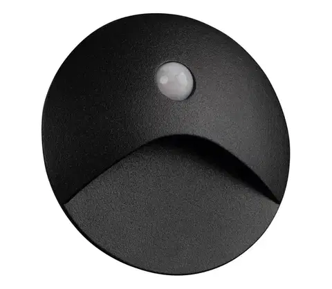 Svietidlá  39124 - LED schodové svietidlo so senzorom EXIN 2,5W/230V 3000K IP65 čierne okrúhle 39124