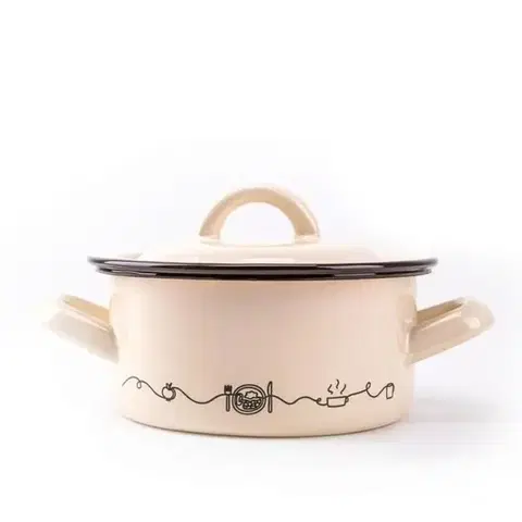 Hrnce Kinekus Kastról smaltovaný s pokrievkou, 18cm/2,0L, dekor Linea