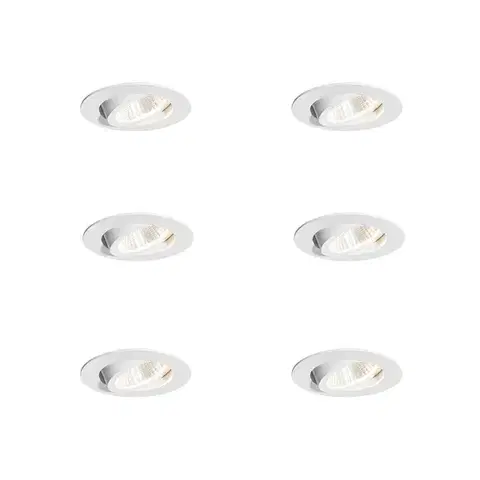 Zapustené svietidlá Sada 6 zapustených bodových svetiel biela 6,8 cm vrátane LED 545 lm stmievateľné IP65 - Gaius