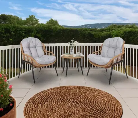 Záhradné sedacie súpravy Záhradná balkónová súprava 3 ks Dekorhome