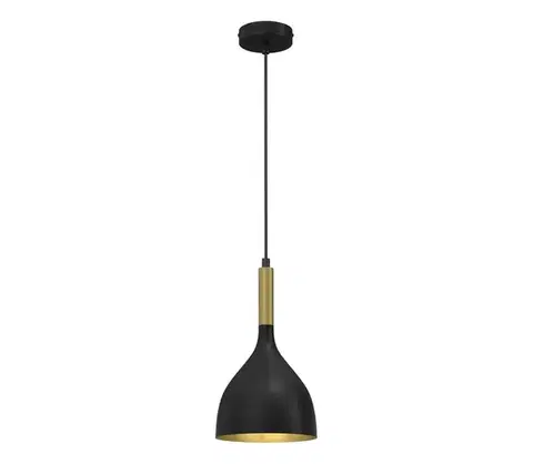 Svietidlá  Luster na lanku NOAK 1xE27/15W/230V čierna/zlatá 3890