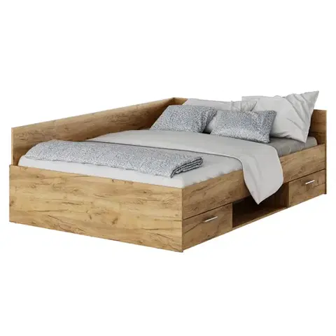 Postele KONDELA Boat 140 posteľový rám s úložným priestorom dub artisan