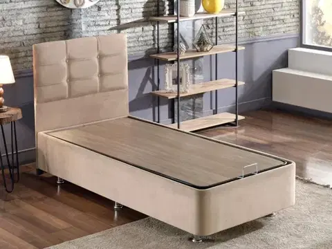 Postele Rám jednolôžkovej postele s čelom Polo - Light Brown (90 x 190)