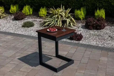 Záhradné stoly Stolík k záhradnému ležadlu palisander