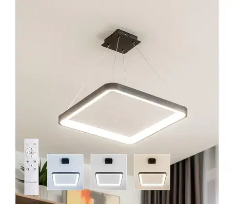 Svietidlá BRILAGI - LED stmievateľný luster na lanku FALCON SLIM LED/50W/230V 50x50 cm čierna + diaľkový ovládač BRDX1331-500/CR