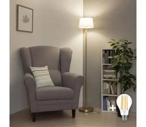 Lampy BRILAGI - LED stojacia lampa CERIA 1xE27/20W/230V priemer 25 cm šedá/zlatá SA2189+EG781033