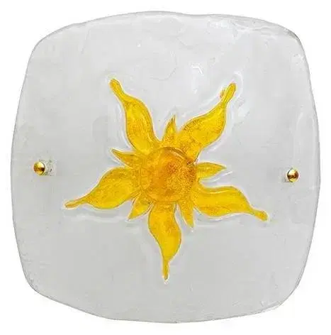 Stropná svetla Stropná sklenená lampa Sun s bielou/žltou farbou