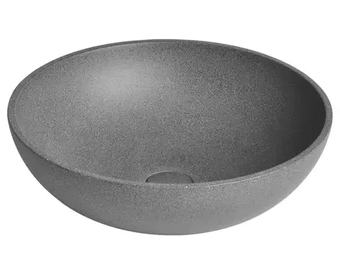 Umývadlá SAPHO - TURF betónové umývadlo na dosku vrátane výpuste, priemer 44cm, čierny granit AR436