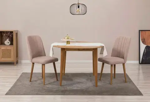 Jedálenské sety Jedálenský set s rozkladacím stolom a stoličkami (3 kusy) Vina 0900 - Atlantic Pine, Stone