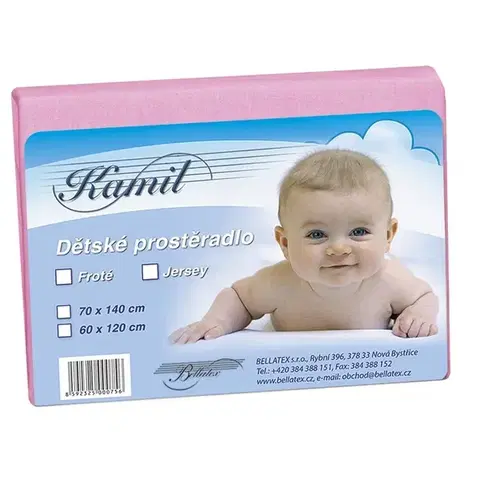 Plachty Bellatex Detské jersey prestieradlo, ružová, 70 x 140 cm