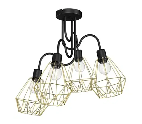 Svietidlá  Prisadený luster BERGEN 4xE27/60W/230V čierna/zlatá 0316