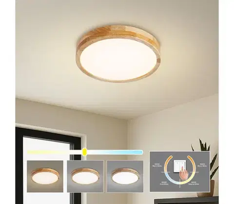 Svietidlá BRILAGI - LED stropné svietidlo WOODLINE LED/24W/230V 3000/4000/6000K, v dekore dub, priemer 30 cm BRI894